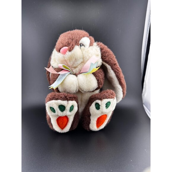 Kids of America Vtg Plush Stuffed Animal Bunny Rabbit Easter Carrot Feet 80s 7” - Picture 8 of 13
